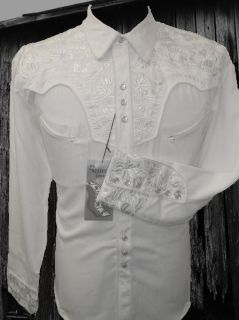 634W Scully Western Cowboy Shirt Gun Fighter 2XL Floral Embroidery