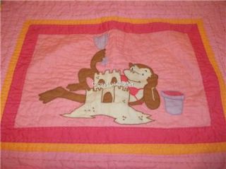 Target DYR Quilted Hula Monkey Pink Pillow Sham Pillow Case Fabric