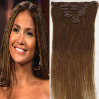 Woman Hair Clip In Human Straight Hair Extensions Real Human Hair 15