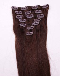   50cm 7pcs Clip in 100 Human Hair Extensions 70g 2 Dark Brown