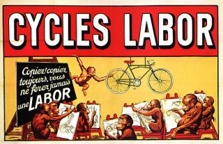 CYCLES LABOR BICYCLE BIKE LABOR SMART MONKEY DRAWING VINTAGE POSTER