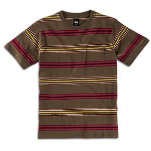 Stussy Crazy Stripe Pocket T Shirt   Mens   Skate   Clothing   Olive