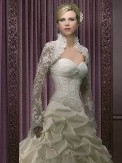 New White Ivory Bride Wedding Dress Jacket Size Custom