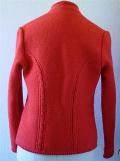 Hundt Modell Virgin Wool Cardigan Sweater Cable Detail Red 6 8