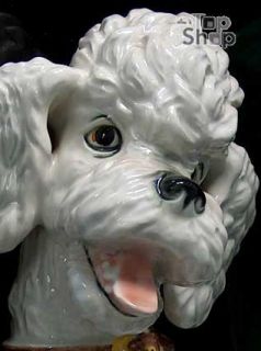 PUDEL weiß  WIEN KERAMOS Keramik Skulptur Hund  Porcelain Poodle