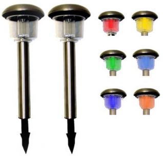 Set of 2 Color Changing Solar Powered Garden Path Light