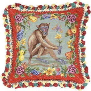123 Creations Monkey Needlepoint Pillow