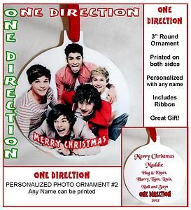 ONE DIRECTION Group Photo Christmas Ornament #2 Personalized w/Name