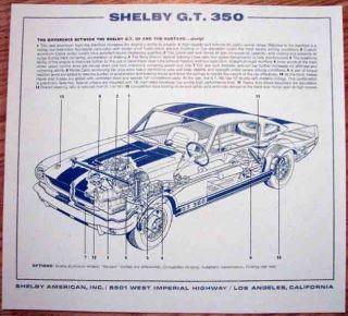 RARE 1965 66 Shelby G T 350 Xray Poster L K X30