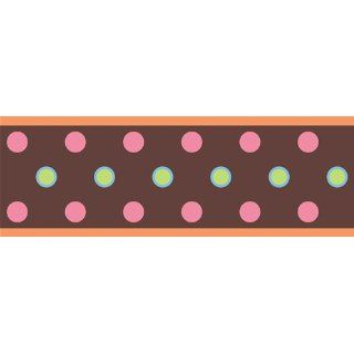 Brown, Green, Pink, and Orange Polka Dot Peel & Stick Wall
