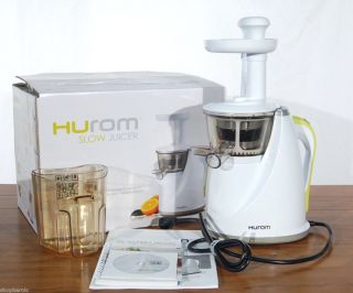 Hurom Slow Juicer Model HU 100w White Cookbook Easy Clean Dual Stage
