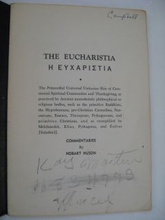1952 Hobart Huson Eucharista H Eyxapietia Occult