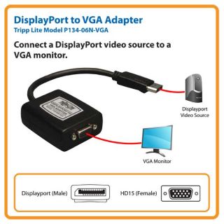 Tripp Lite P134 06N VGA Displayport to VGA Adapter 6in