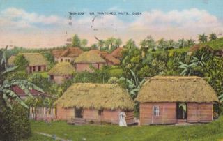 Cuba Bohios or Thatched Huts Linen Unused 120987