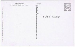 Hyannis Cape Cod Massachusetts Postcard Main Street 40s 50s Cars