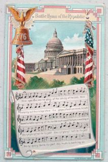 Music Postcard Battle Hymn of The Republic Emb Silver