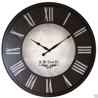 Large Wall Clock 30 Antique Brown Big Gallery Rustic
