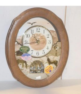 Rhythm Clocks American Prairie Wall Clock 4MH860WU06 Solid Oak Casing