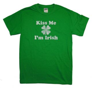 Kiss Me IM Irish Shamrock Clover Celtic Adult T Shirt Tee