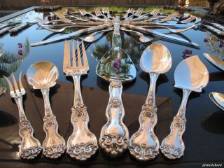 Large Wallace La Reine Sterling Silver Flatware Set Full Collectible