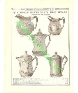 1899 Water Ice Pitcher Silver Plate Antique Ad