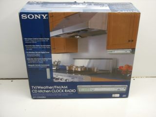 New Sony ICF CD543RM Under Cabinet TV Weather FM AM CD Kitchen Clock