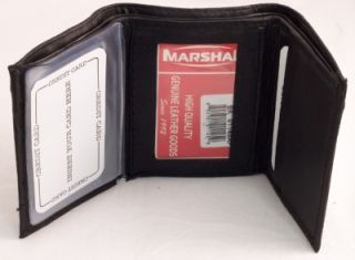 RFID Identity Theft Protection Black Leather Trifold Mens Wallet w