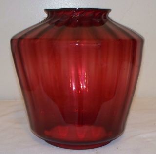Vintage Cranberry Glass Panelled Hanging Ceiling Fixture Shade