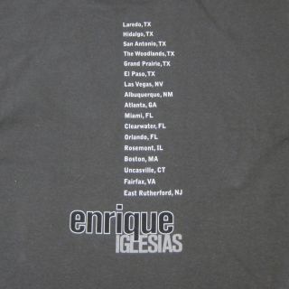 enrique iglesias USA concert tour T shirt Tee Grey Mens Size Large (L
