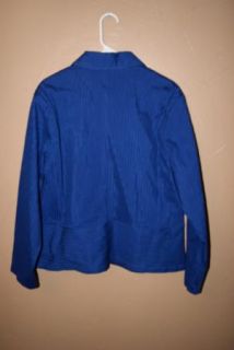 Chicos Chic Royal Blue Pleated Structured Stretch Jacket Blazer Size