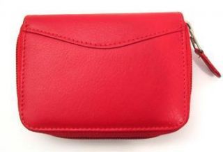 ILI LEATHER CREDIT CARD HOLDER CARD ID CASE ~ ONE ZIP INDEXER RED