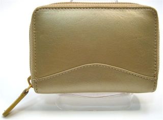 Ili Leather Credit Card Holder Card ID Case One Zip Indexer Gold New