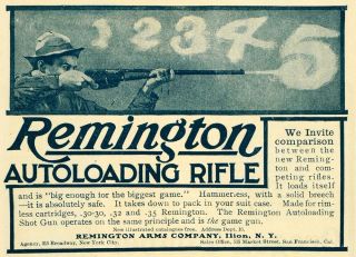 1907 Ad Remington Rifle Arms Ilion New York Firearm   ORIGINAL