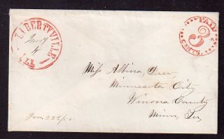 Stampless Cover Libertyville ILL. Jany. 4, 1885. Paid 3 with stars