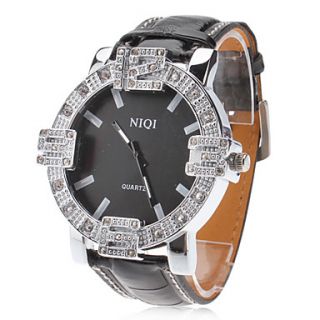 Mens Shinning Number PU Analog Quartz Wrist Watch (Assorted Colors)