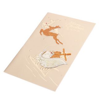 10 Pack Christmas Reindeer Hollow Pattern Christmas Greeting Card with