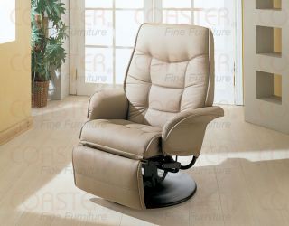 Beige Leatherette Swivel Recliner Chair Free s H