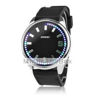 USD $ 13.49   Mens Round Black Dial Black Silicone Band LED Touch
