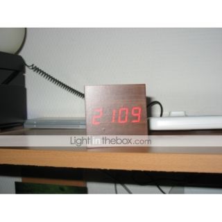 EUR € 17.47   digital Holz Desktop LED Uhr (braun, AA Batterie