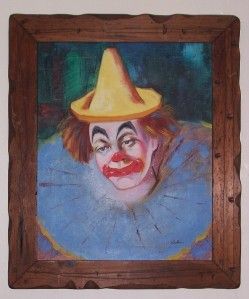 RARE Signed INA Balin Taube Circus Clown Oil Painting
