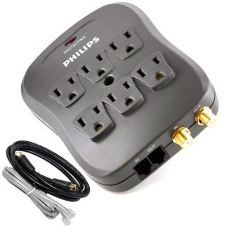 Philips Surge Protector SPP2216WA Wall Tap 6 Outlets