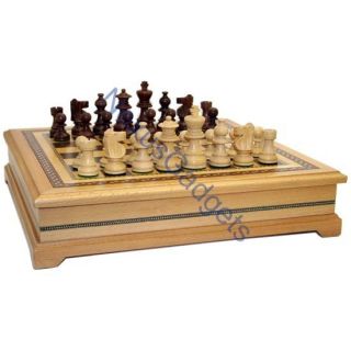 Original Indian Chess Set w Chess Box Large Game Set