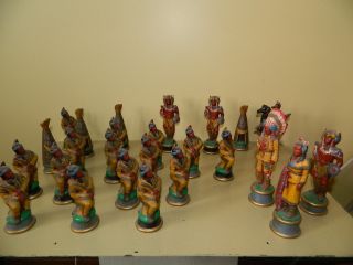 Vintage Atlantic Molds Indian Native American Chess Set