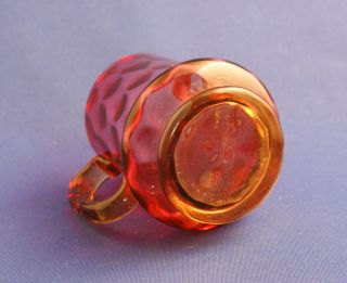 Vintage Victorian Glass Amberina Coin Dot Optic Punch Cup Amber Handle