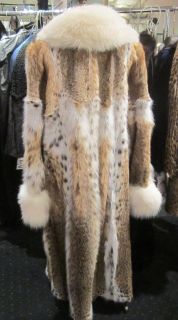 Womens Sz 14 Brand New Lynx Fur Coat w White Fox Fur Unbeatable Price