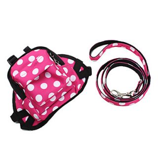 Spotted Pattern Style Body Harness Backpack with 4ft Leash for Dogs (S