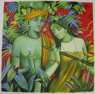  Handmade Modern Oil Painting Hindu Religious God Goddess Art