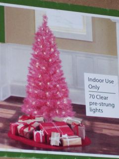 Pink Christmas Tree 3 5 ft Prelit w 70 White Light Stand Inc Indoor