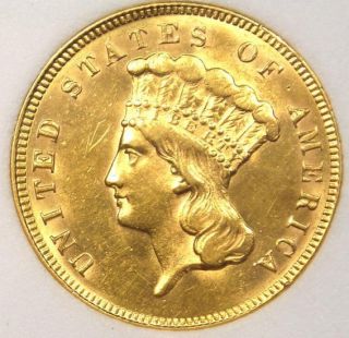 1874 Three Dollar Indian Gold Piece 3 CHOICE UNCIRCULATED Rare Coin