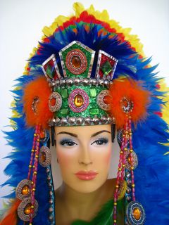 Rainbow Gay Fride Indian Diva Feather Cabaret Headdress